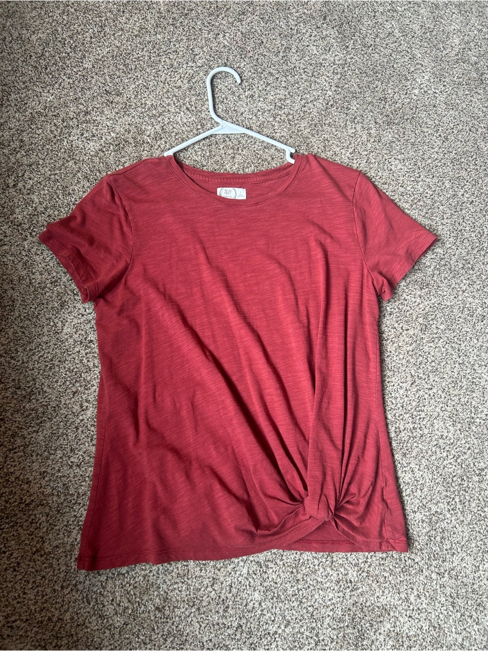 Maurices Short Sleeve Knot Front Tee - Rust Red